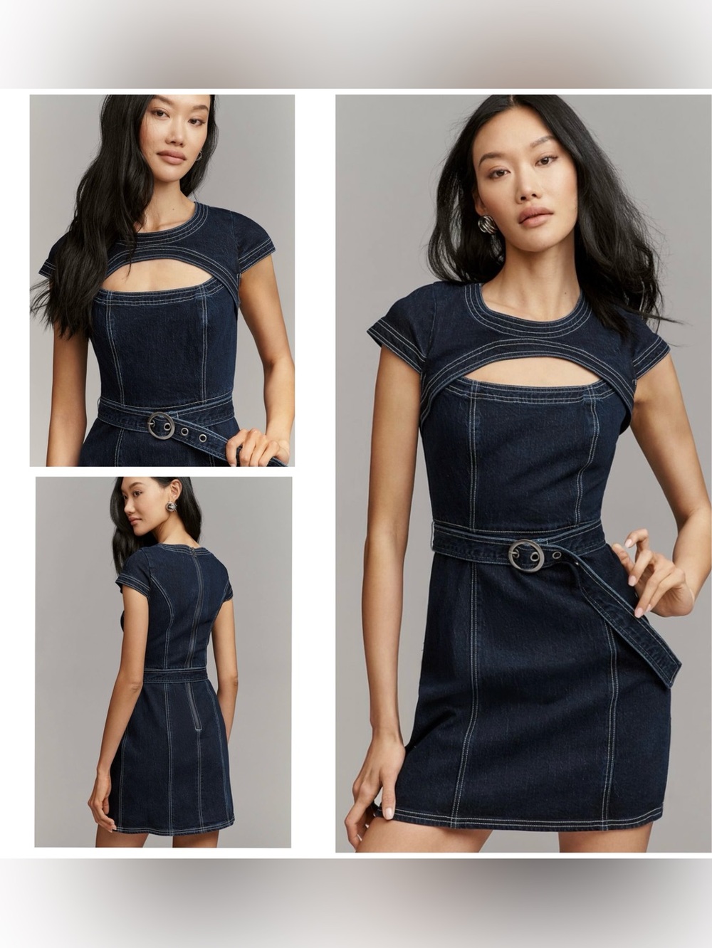 NWT Anthropologie Pilcro Denim Belted Cutout Mini Dress